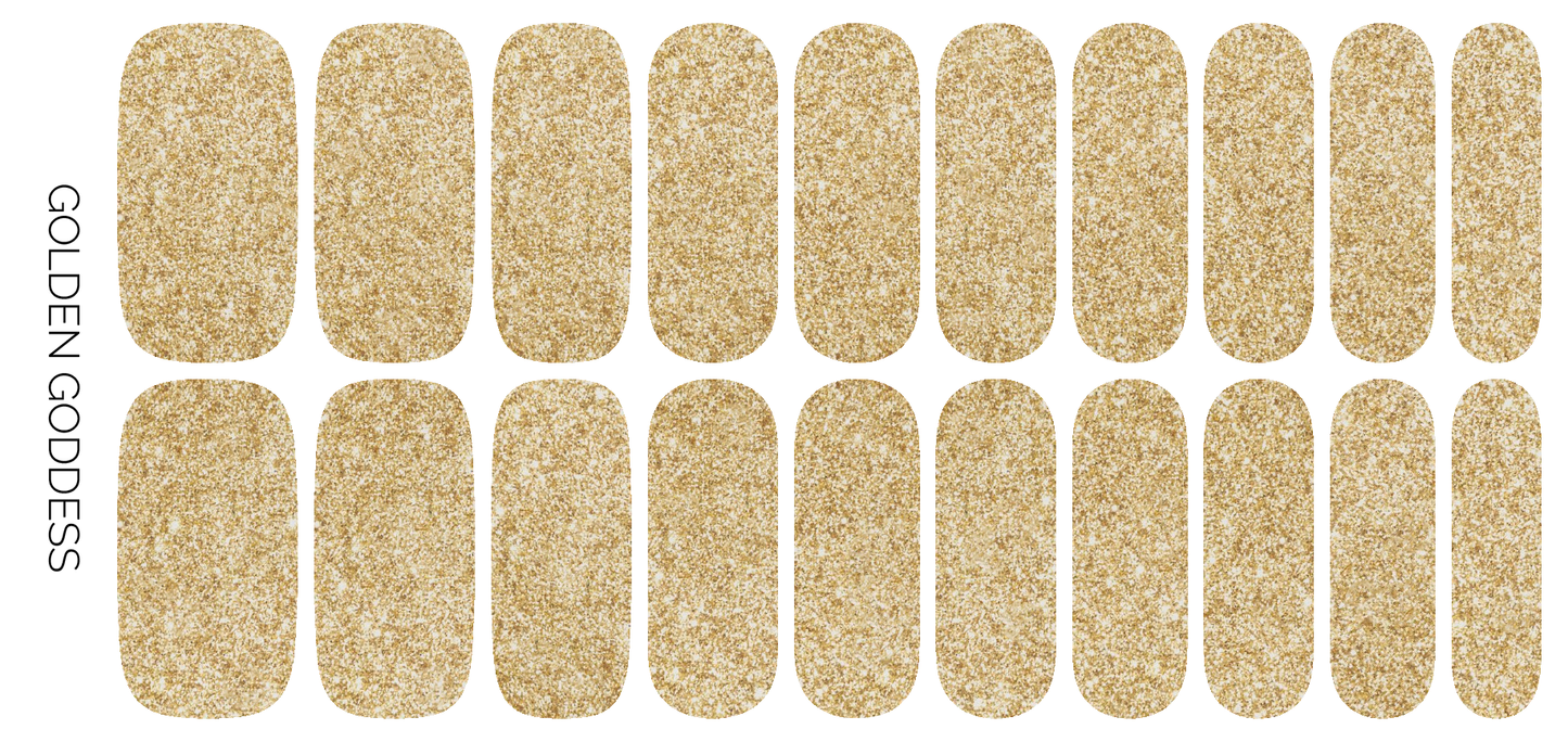 Golden Goddess | Sparkling Gold Glitter Nail Polish Stickers