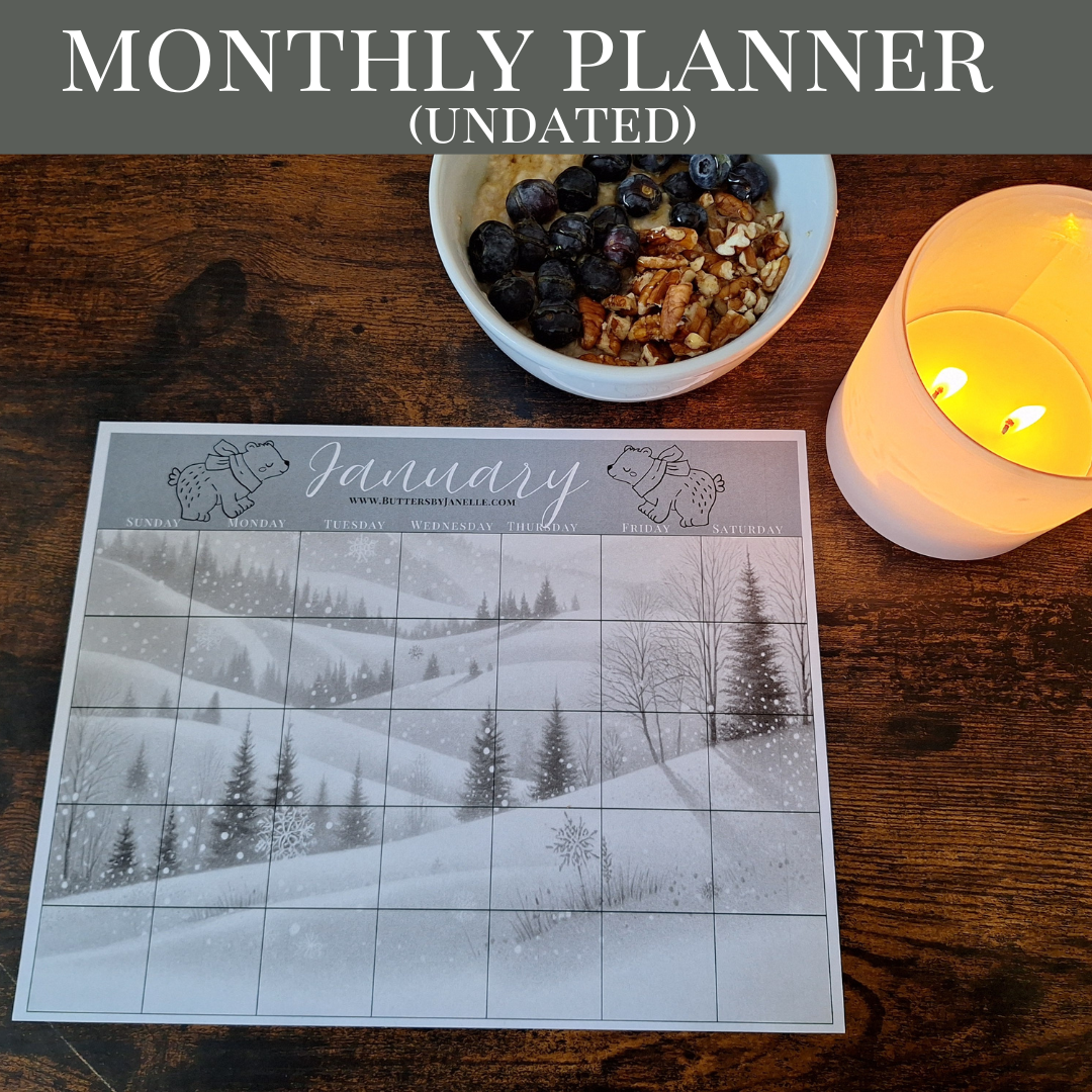 Undated January Monthly Calendar