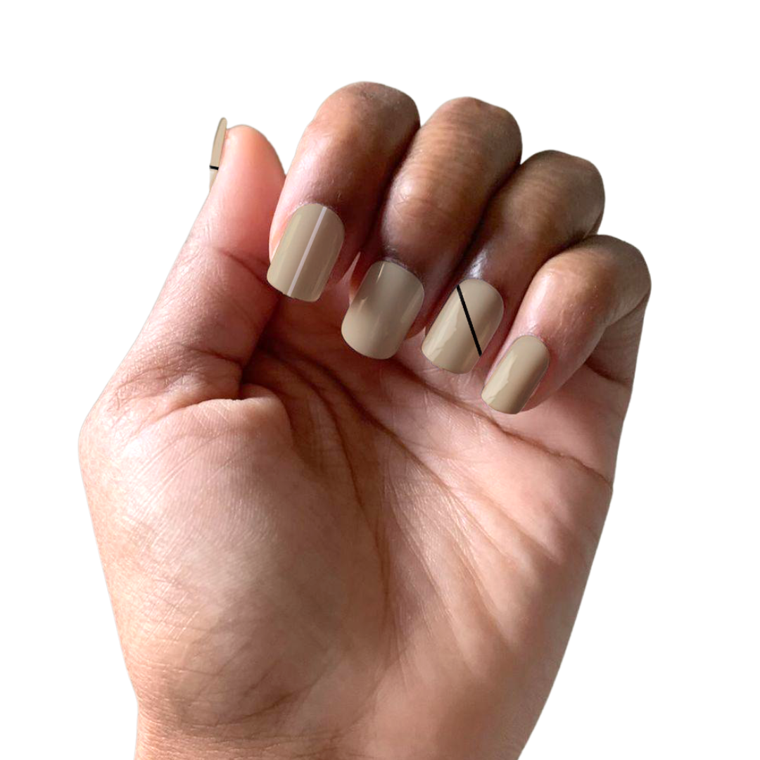 Walk The Line | Neutral Beige Black & White Stripe Nail Wrap